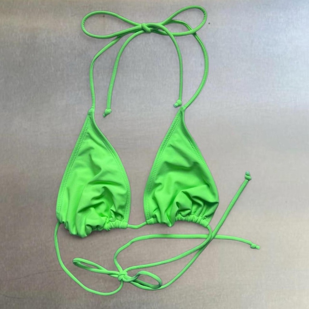 Neon Green Triangle String Bikini Top
